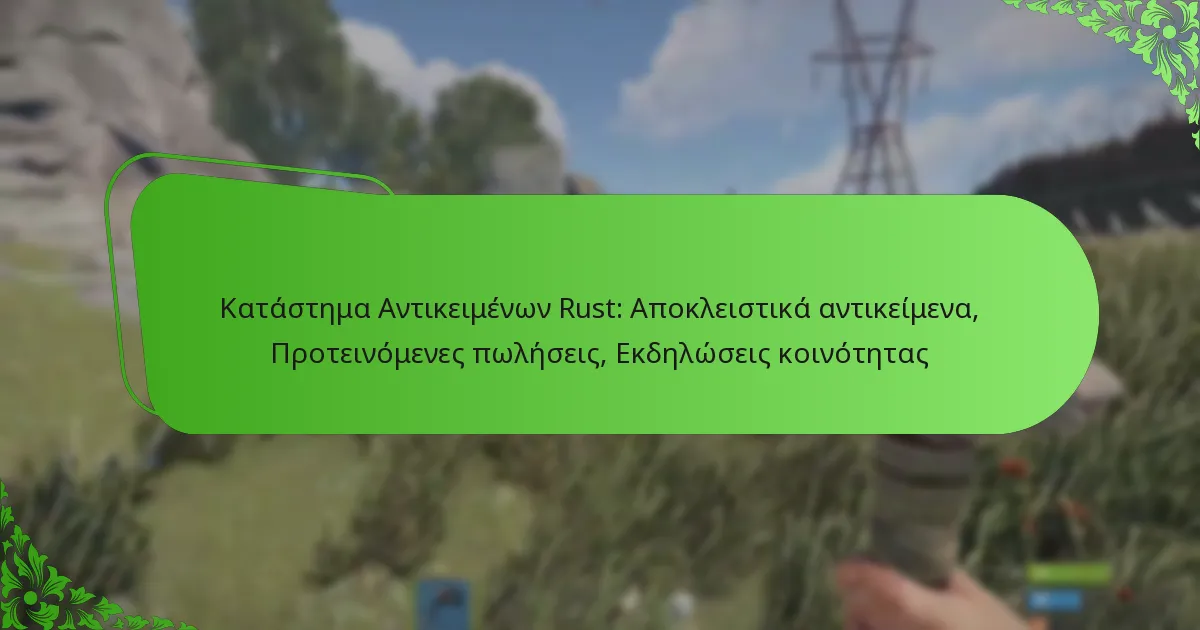 Κατάστημα Αντικειμένων Rust: Αποκλειστικά αντικείμενα, Προτεινόμενες πωλήσεις, Εκδηλώσεις κοινότητας