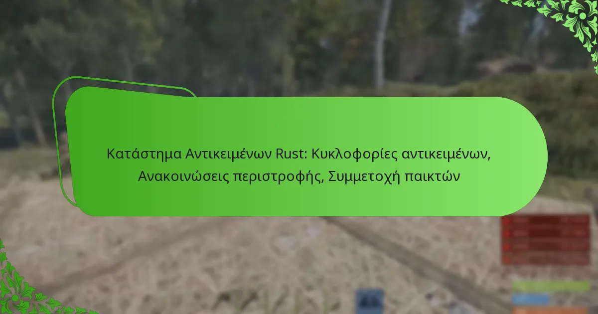 Κατάστημα Αντικειμένων Rust: Κυκλοφορίες αντικειμένων, Ανακοινώσεις περιστροφής, Συμμετοχή παικτών