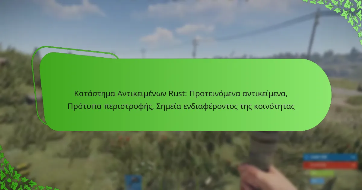 Κατάστημα Αντικειμένων Rust: Προτεινόμενα αντικείμενα, Πρότυπα περιστροφής, Σημεία ενδιαφέροντος της κοινότητας