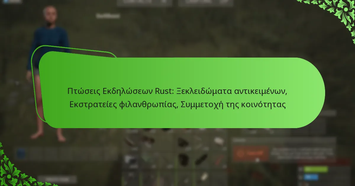 Πτώσεις Εκδηλώσεων Rust: Ξεκλειδώματα αντικειμένων, Εκστρατείες φιλανθρωπίας, Συμμετοχή της κοινότητας