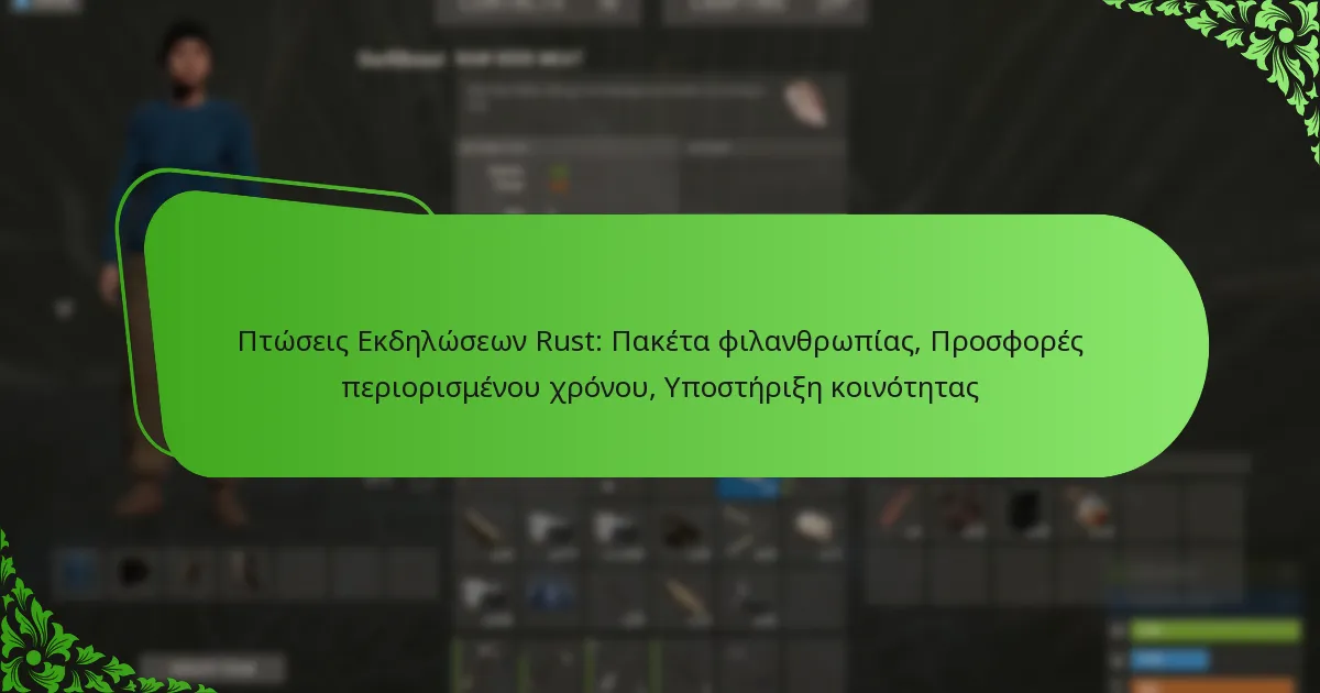Πτώσεις Εκδηλώσεων Rust: Πακέτα φιλανθρωπίας, Προσφορές περιορισμένου χρόνου, Υποστήριξη κοινότητας