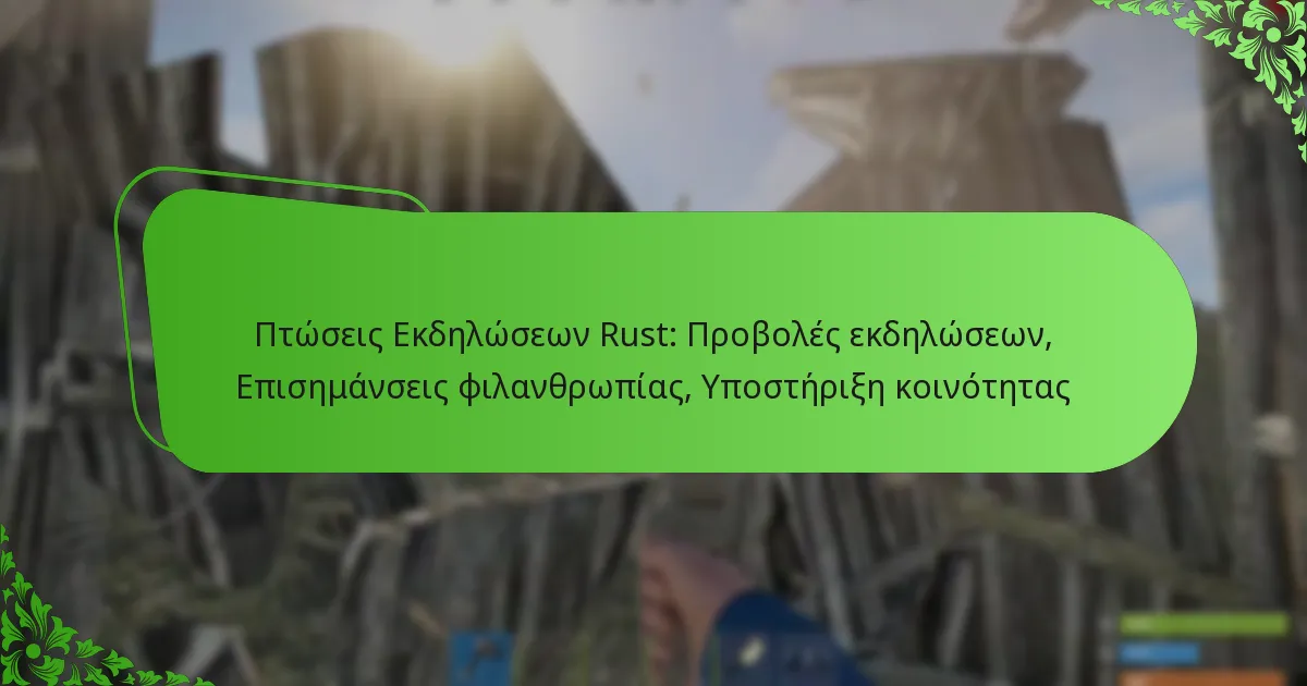 Πτώσεις Εκδηλώσεων Rust: Προβολές εκδηλώσεων, Επισημάνσεις φιλανθρωπίας, Υποστήριξη κοινότητας