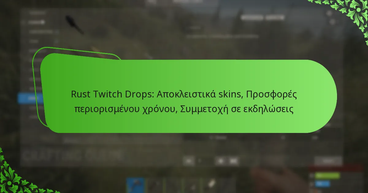 Rust Twitch Drops: Αποκλειστικά skins, Προσφορές περιορισμένου χρόνου, Συμμετοχή σε εκδηλώσεις