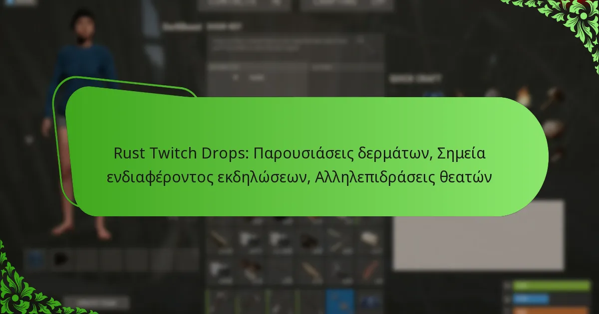 Rust Twitch Drops: Παρουσιάσεις δερμάτων, Σημεία ενδιαφέροντος εκδηλώσεων, Αλληλεπιδράσεις θεατών