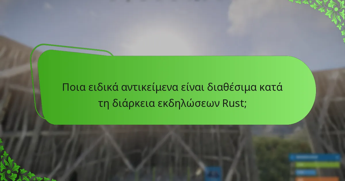 Ποια ειδικά αντικείμενα είναι διαθέσιμα κατά τη διάρκεια εκδηλώσεων Rust;