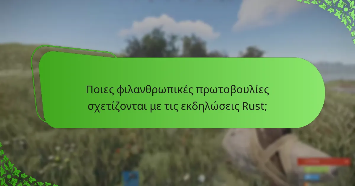 Ποιες φιλανθρωπικές πρωτοβουλίες σχετίζονται με τις εκδηλώσεις Rust;